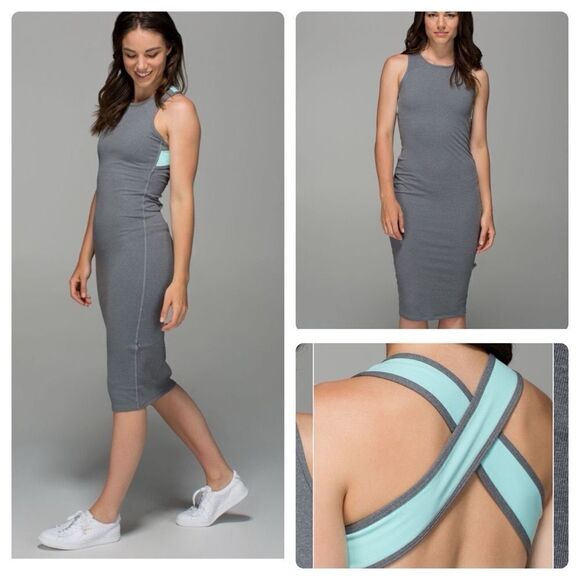 NWT Lululemon Picnic Play Dress Heathered Gray / Turquoise Size 6 - Picture 1 of 8